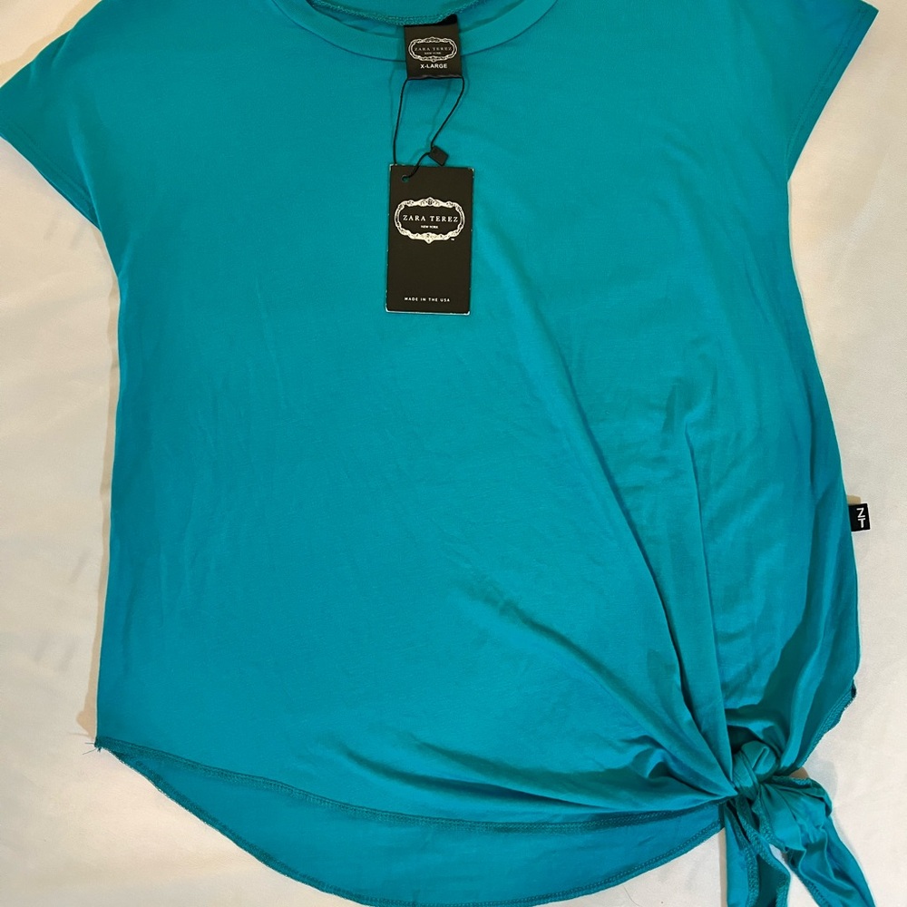 Girls Zara Terez Turquoise Short Sleeve Top with Side Knot XL NWT